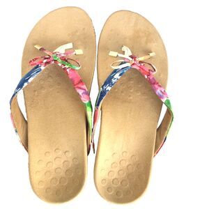 Vionic Size 9 Bella II Thong Sandals Arch Support Shoes Floral Multi Color Pink
